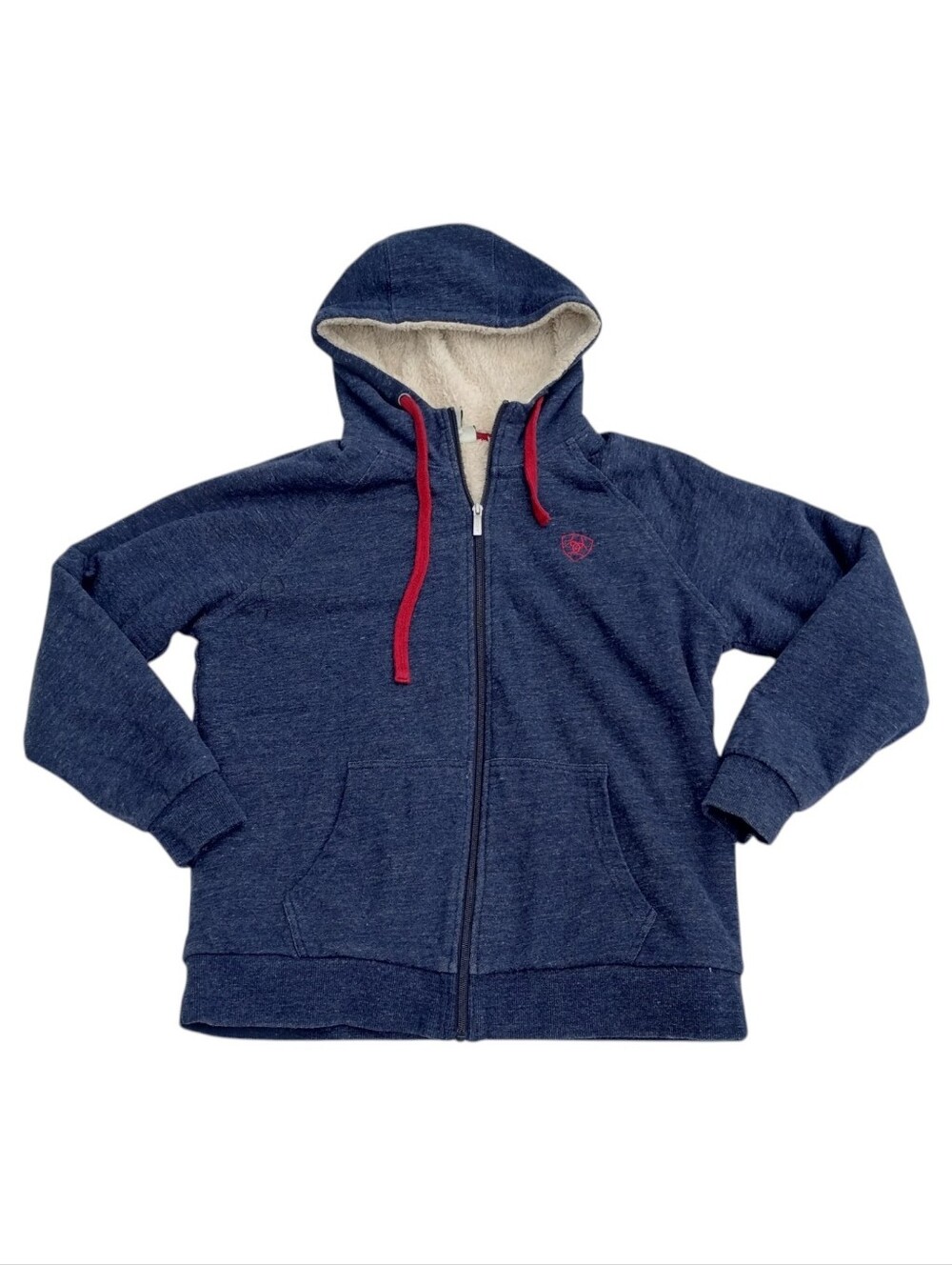Ariat Real Sherpa Lined Full Zip Hoodie Blue Size Medium Women's Sweatshirt Logo